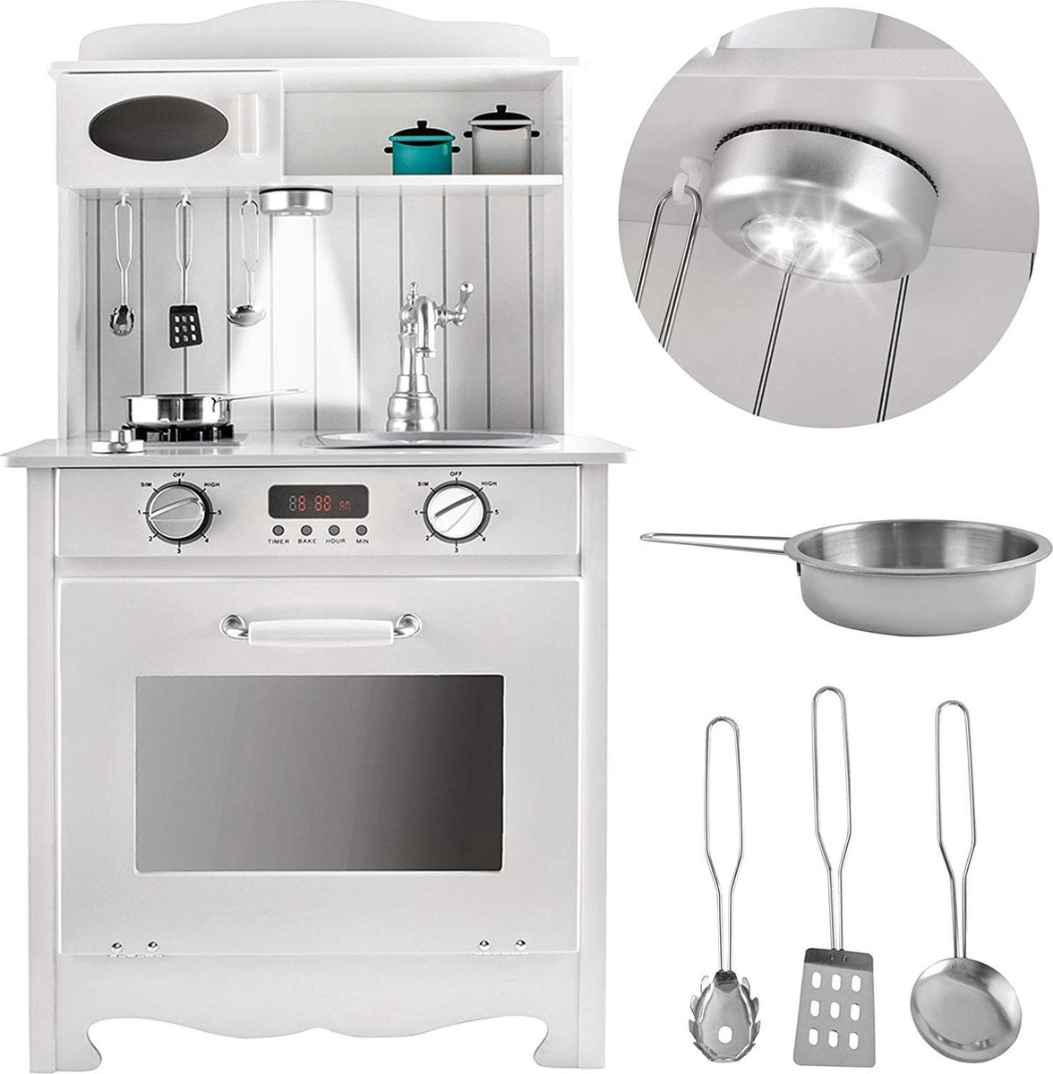 Banbini Speelgoed Houten Keuken wit incl accessoires | Speelkeuken | Speelgoedkeuken |kinderkeuken |houten speelgoed